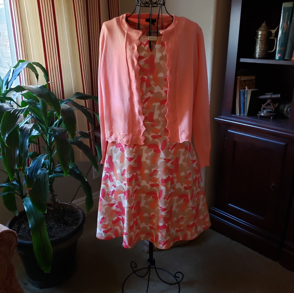 Pretty orange, rose and beige Summer dress